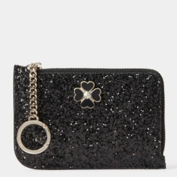 EUC - Kate Spade Odette Glitter L Zip Card Case Holder/Keychain - Picture 1 of 13
